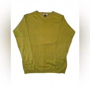 Tommy Bahama Men’s Olive Green Silk, Nylon, Viscose V-Neck Sweater